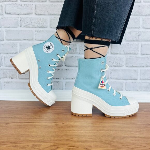 Converse Chuck 70 DE LUXE HEEL HI Platform 7.5 WOMEN Boots Sneakers Teal A08279C - Picture 3 of 11